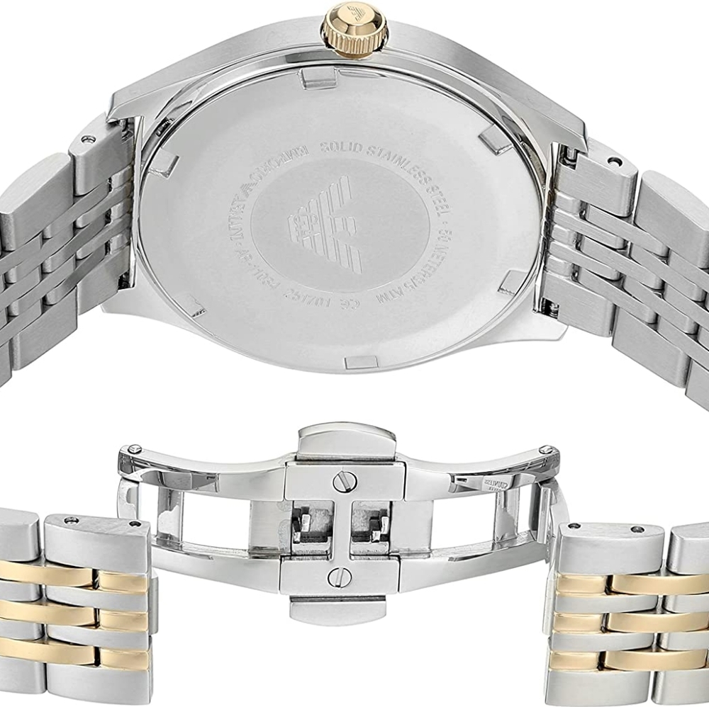 Emporio Armani Zeta AR11034 White Dial Gold Tone Bezel Metal Bracelet Mens Watch - Picture 13 of 15